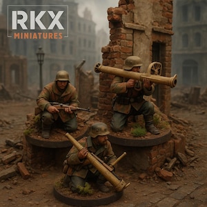 VolksGrenadier German Infantry Panzer Schreck Team 4 minis (28mm) Resin Print bases included