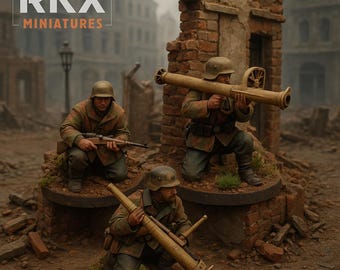VolksGrenadier German Infantry Panzer Schreck Team 4 minis (28mm) Resin Print bases included