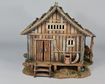 28mm Japanese Village Farmhouse (2) 3D Printed.  This Model comes unpainted