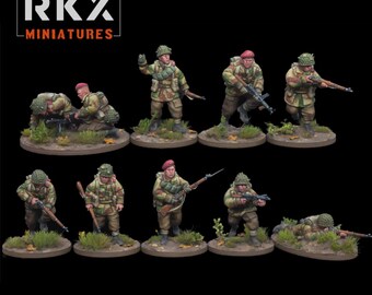 British Paratrooper Squad 10 members Resin Print bases included.  Unpainted
