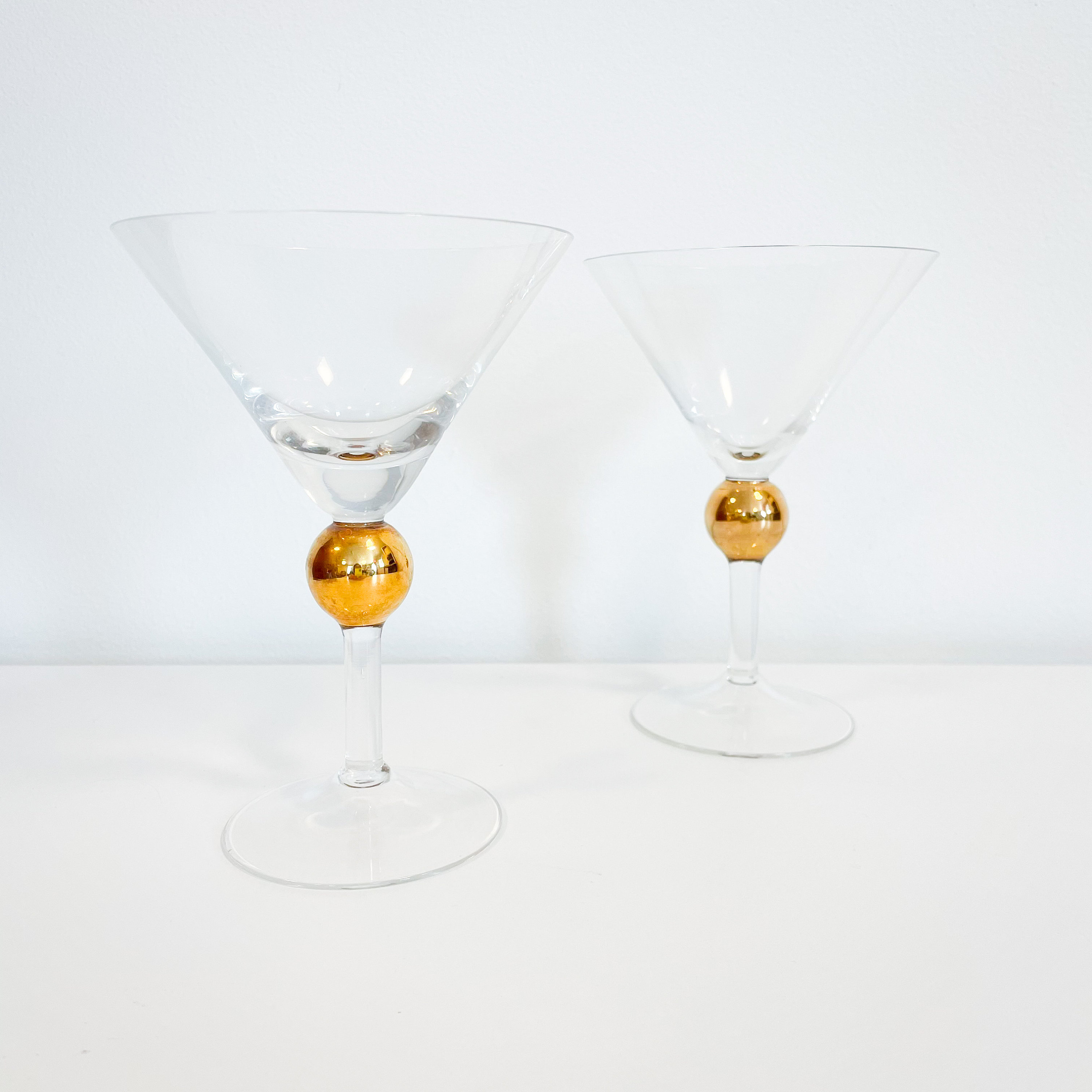 Vintage Crystal Martini Glasses w/ Gold Ball Stem Etsy