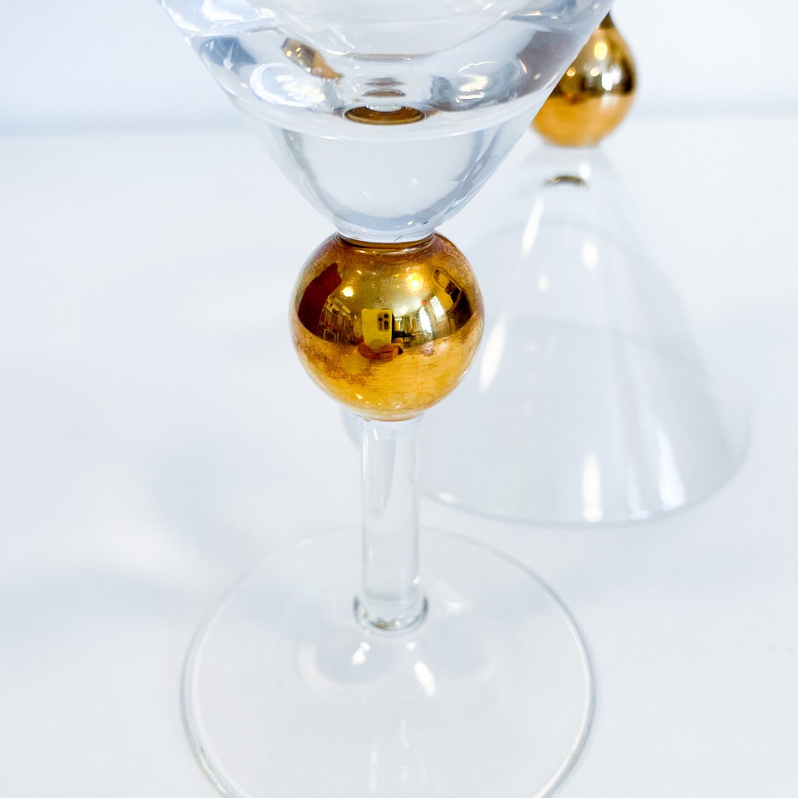 Vintage Crystal Martini Glasses w/ Gold Ball Stem Etsy