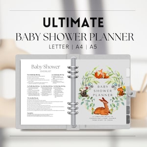 Baby Shower Planner, Checklist, guest list, gift tracker, event planning Baby Shower Bundle, Printable baby shower planner, woodland themed