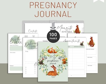 Luxe afdrukbare zwangerschapsplanner Zwangerschapsdagboek, babygeheugenboek afdrukbaar cadeau, geboorteplan, babychecklist, hobbel naar babydagboek