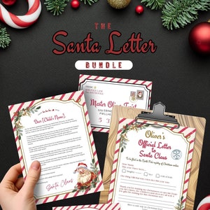 Carta de Papá Noel, Carta de Papá Noel y Certificado de Lista Bonita 2023, carta de Navidad para niños pequeños, paquete de cartas de Navidad, Víspera