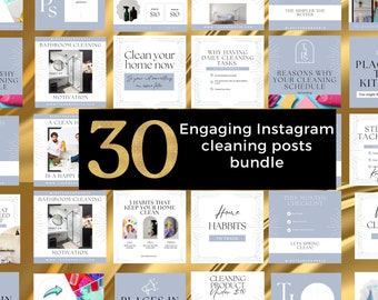Modello di post Instagram pulizia canva / pulizia blogger / pacchetto social media / 30 post / download istantaneo / colori neutri