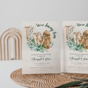 Twins Baby Shower invitation, Twins Baby Shower, Twin boho Baby Shower, Twin girls Baby Shower, Twins Baby Shower invite, Twins Shower Canva