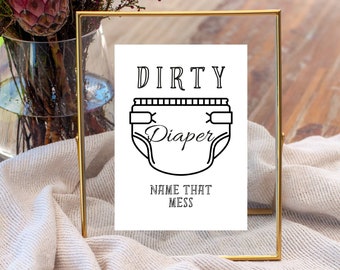 Dirty diaper game for baby showers, that sweet mess baby shower game, guess the chocolate mess, candy bar, instant printable 8x10inch