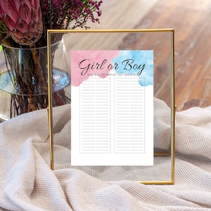 Devinez le signe de sexe, il ou elle signe, affiche fille ou garçon, imprimable, Baby Shower, sexe révèlent signe, signes de douche de bébé, téléchargement immédiat