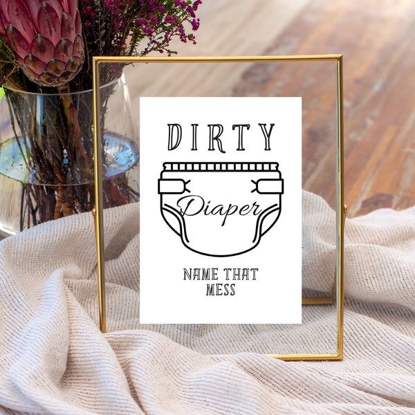 Dirty diaper game for baby showers, that sweet mess baby shower game, guess the chocolate mess, candy bar, instant printable 8x10inch