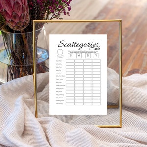 Scattegories, babyshower, Scattergories Game Card, Baby Scattergories, afdrukbaar baby shower spel, baby shower activiteit, instant download