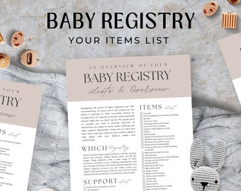 Baby shower registry list, checklist for baby shower registry, gift list for baby shower, gift registry for new baby, baby gift ideas, Canva