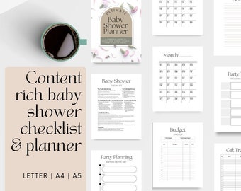 Ultimate Baby Shower Planner, Checklist, guest list, gift tracker, event planning Baby Shower Bundle, Printable baby shower planned