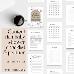 Ultimate Baby Shower Planner, Checklist, guest list, gift tracker, event planning Baby Shower Bundle, Printable baby shower planned