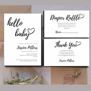Minimalist Baby Shower Bundle | Baby Clothes Shower | Gender Neutral Baby Shower Invite Modern Baby Shower Invite bundle | Neutral Baby