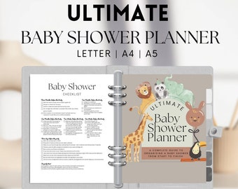 Baby Shower Planner, Checklist, guest list, gift tracker, event planning Baby Shower Bundle, Printable baby shower planner, animal themed
