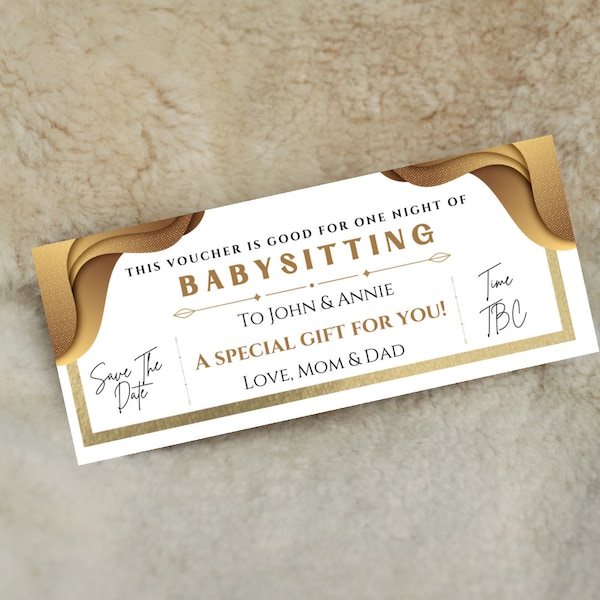 Babysitting Voucher, Babysitting Coupon Printable, Date Night Coupon, Gift Certificate, Birthday Babysitter Coupon, Mothers Day voucher