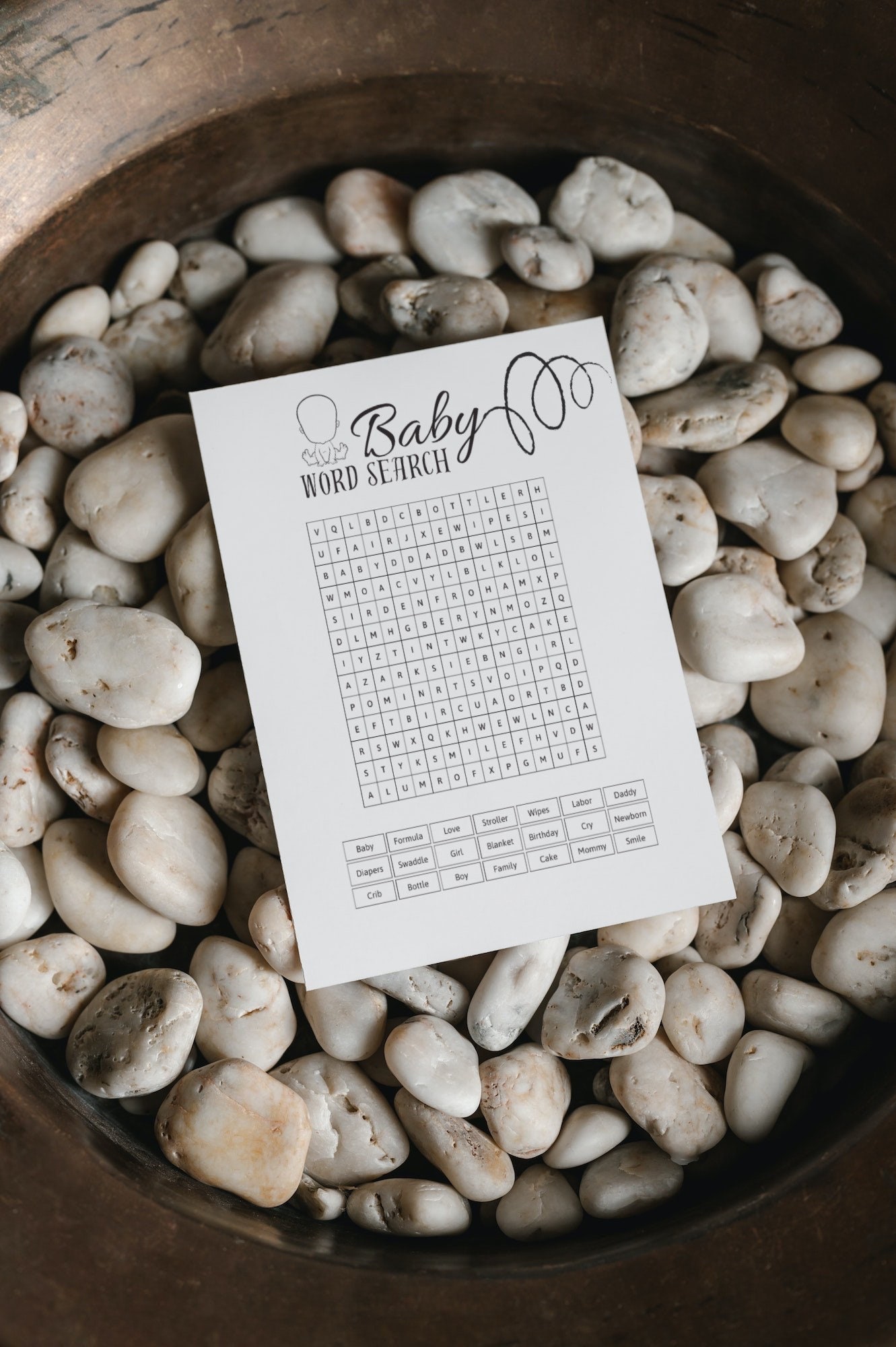 Baby Shower Word Search, Printable Baby Shower Game, Baby Word Search