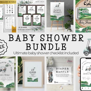 Baby shower golf invitations | Golfing shower Party invite | Let’S Par-Tee bundle | Couples Baby Shower Coed | shower bundle | neutral