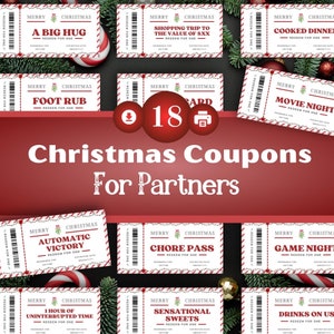 Printable Christmas Coupon Book, Editable Christmas Coupons, Christmas Coupons for Her, Gift for Him, Christmas voucher, last minute gift