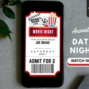 Invitación para una noche de cita, invitación digital para una noche de cita, invitación animada, invitación para una noche de cine, cita en el cine, ideas para una noche de cita, animar,