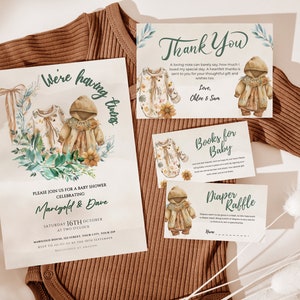 Twins Baby Shower invitation, Twins Baby Shower, Twin boho Baby Shower, Twin girls Baby Shower, Twins Baby Shower invite, Twins Shower Canva