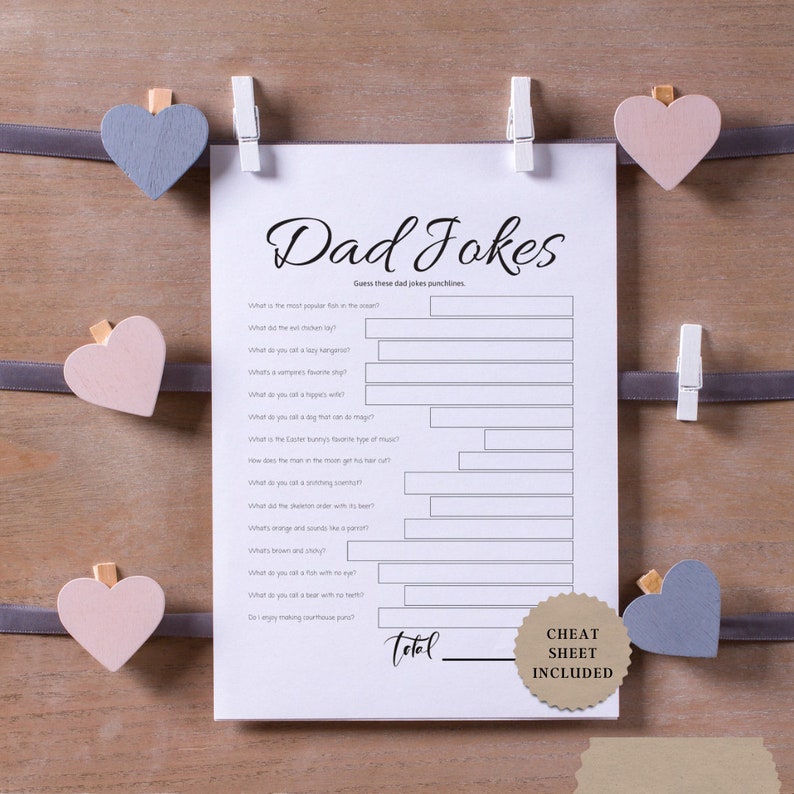 Dad Jokes Baby Shower Game Dad Jokes Trivia Game Printable Etsy