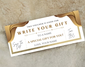 Printable homemade coupon template, Gift Certificate Template, Gift Coupon Template, Printable Gift Coupon, Custom Birthday Voucher, favor