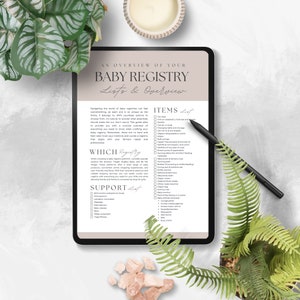 Babyshower-registerlista, checklista för babyshower-register, presentlista till babyshower, presentregister för nyfödd bebis, presentidéer för bebisar, Canva bild 2