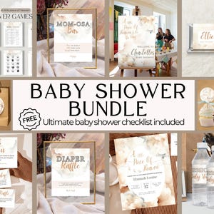 A little piece of heaven baby shower invite, baby shower heaven baby, boy girl, dreamy clouds theme, cloud 9, bundle, signs, diaper raffle