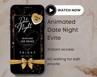 Date Night Invitation, Digital date night e-invite, animated Invitation, Downloadable Invitation, Text Message, date night ideas, spice up