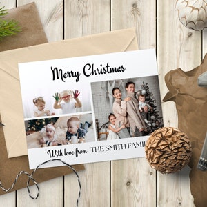 Photo Christmas Card Template, Photo Card Template, 3 Photo Christmas Card Template, printable Christmas Photo Template, Christmas Card
