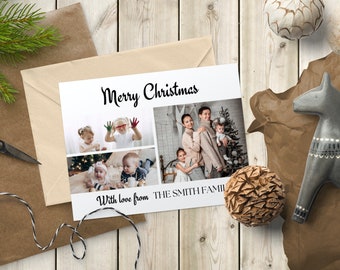 Photo Christmas Card Template, Photo Card Template, 3 Photo Christmas Card Template, printable Christmas Photo Template, Christmas Card