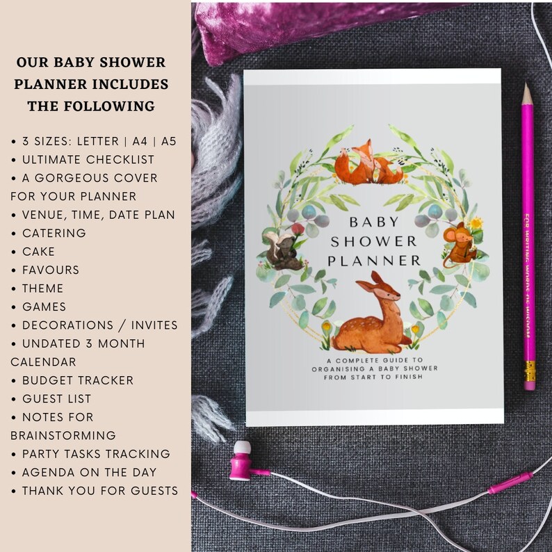 Baby Shower Planner, Checklist, Guest List, Gift Tracker, Event