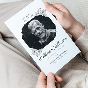 Canva funeral programme template 8 pages, Obituary, Order Of Service , edit Instantly, printable, picture pages, celebration of life