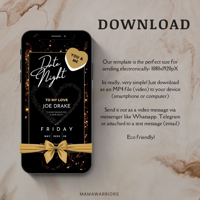 Date Night Invitation, Digital date night evite, animated Invitation, Downloadable Invitation, Text Message, date night ideas, spice up image 4