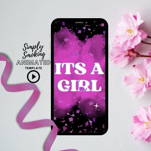 Gender Reveal smoke bomb | animated video, It’s A girl Gender Reveal Video, Digital Pregnancy Announcement Video for Social Media, countdown