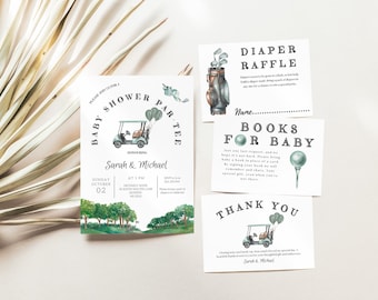 Baby shower golf invitations | Golfing shower Party invite | Let’S Par-Tee bundle | Couples Baby Shower Coed | shower bundle | neutral