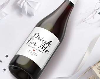 Drink for me wine label | Wine Template | Pregnancy Reveal Idea | Pregnancy Gift for Grandparents | Auntie Gift | Baby Reveal Wine | summer