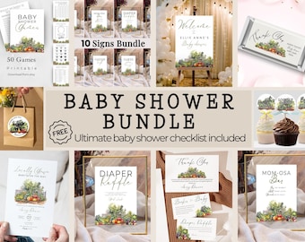 Locally Grown Farmer Baby Shower Bundle, Farm Decorations, Veggie Games, Garden Invite, Diaper Raffle, Thank You Cards, Welcome Sign, Canva
