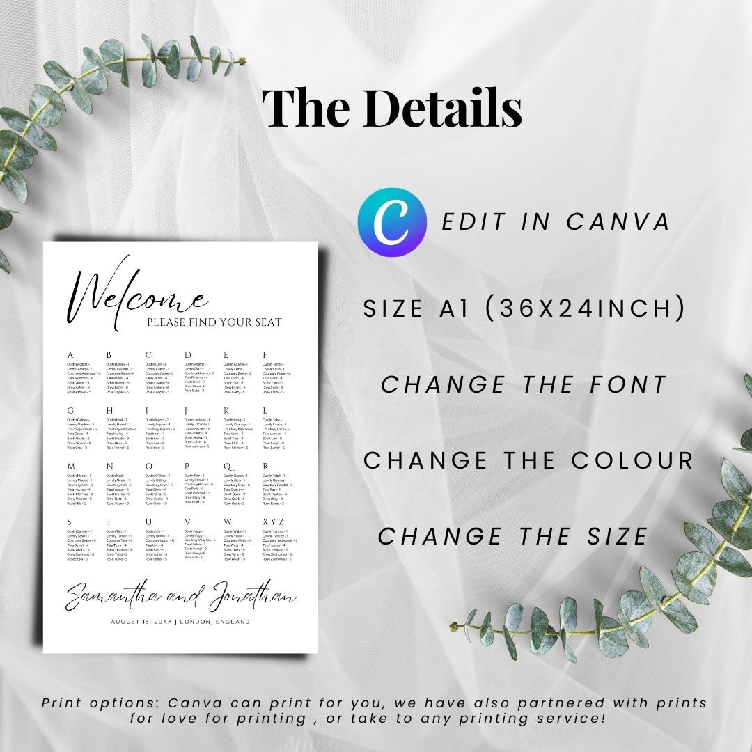 Seating Chart Alphabetical Order, Alphabetical Seating, Seating Chart