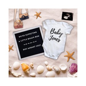 Beach Bum Digital Pregnancy Announcement - Pregnancy Reveal - vacation pregnancy Facebook Instagram social media with sonogram - fun