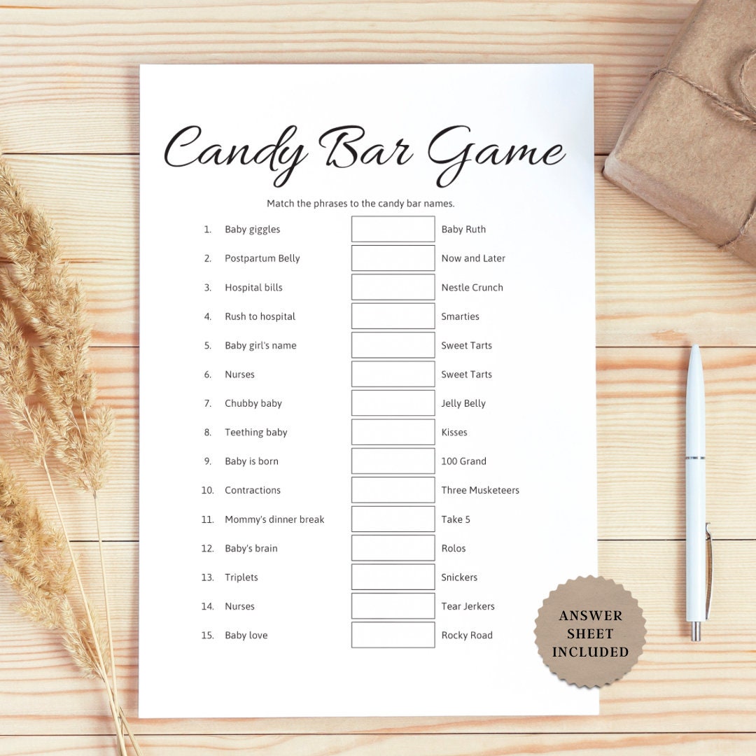Sweet Baby Candy Match Game, Baby Shower Candy Game, Printable ...