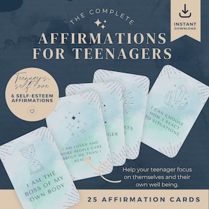 Teenager Affirmationen Karten | Therapiegerät | Selbstbewusstsein Selbstvertrauen Booster | Ratsherr Werkzeug | positive Lernkarten | Angst Unterstützung