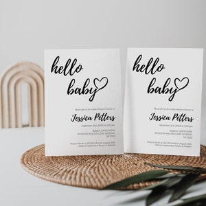 Minimalistic Baby Shower Invite, minimalist shower invitation, hello baby, Gender Neutral, boy girl shower, Modern Baby Shower Invite, coed