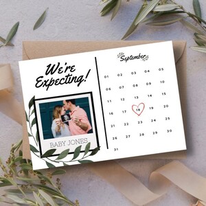 Baby Save The Date - Calendrier de grossesse Reveal - Photo - Nous attendons - Souvenir - Nouveau bébé personnalisé - Élégant - DIY imprimable