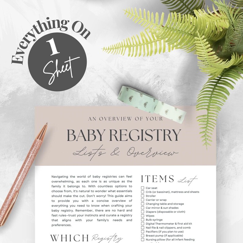 Babyshower-registerlista, checklista för babyshower-register, presentlista till babyshower, presentregister för nyfödd bebis, presentidéer för bebisar, Canva bild 3