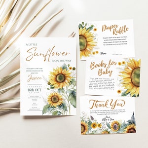 Sunflower Baby Shower, es ist ein Mädchen, rustikale Sonnenblume, Einladungsset, Boho Sunflower Baby Shower Invite, Sommer Baby Shower Bundle, Canva
