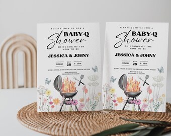 BBQ Baby Shower Invitation instant download, editable template, bbq baby shower invite, bbq baby shower electronic, BABY-Q shower, printable