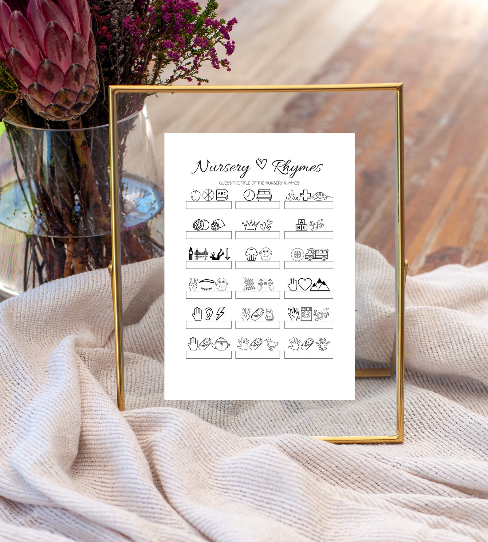 Nursery Rhyme Game, Guess the Nursery Rhyme Game, Minimalist Baby ...